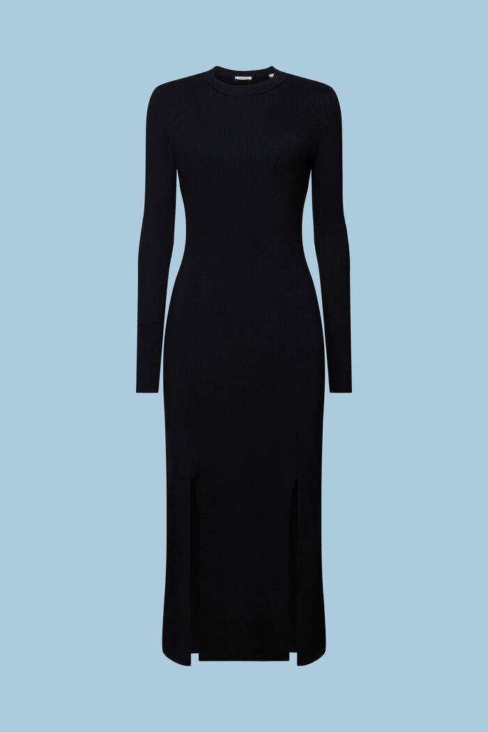 Midi šaty z žebrové pleteniny, BLACK, detail image number 6