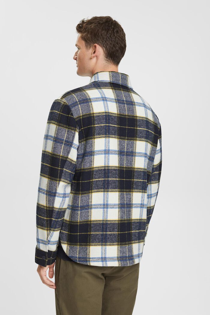Károvaná košilová bunda ze směsi s vlnou, NAVY, detail image number 3