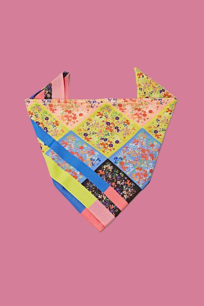 Čtvercový šátek s vícebarevným květovaným vzorem