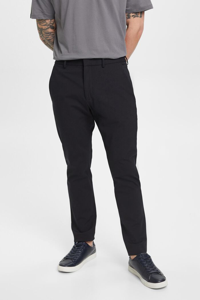 Oblekové kalhoty z žerzeje piké, BLACK, detail image number 0