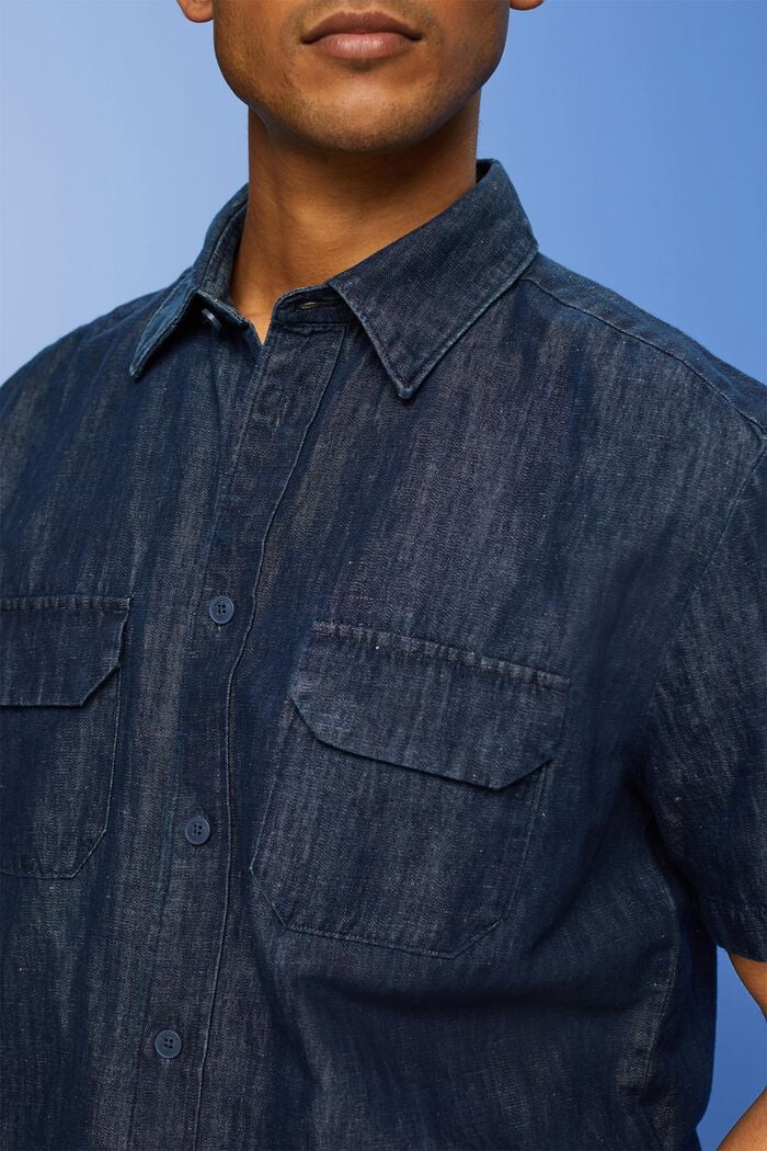 Košile s krátkým rukávem, džínový vzhled, BLUE BLACK, detail image number 4