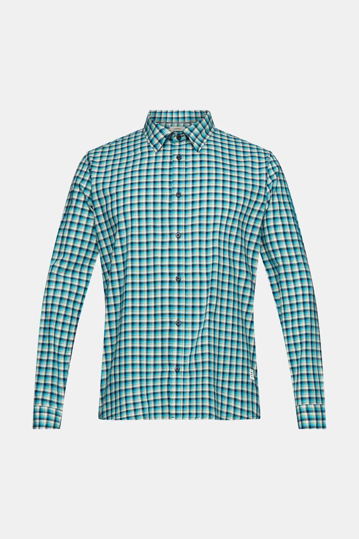 Kostkovaná košile z udržitelné bavlny, AQUA GREEN, detail image number 7