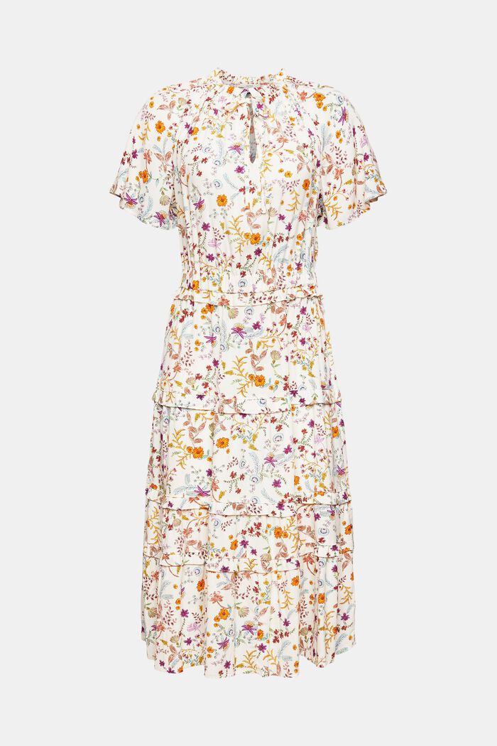 Midi šaty s květovaným vzorem, CREAM BEIGE, overview