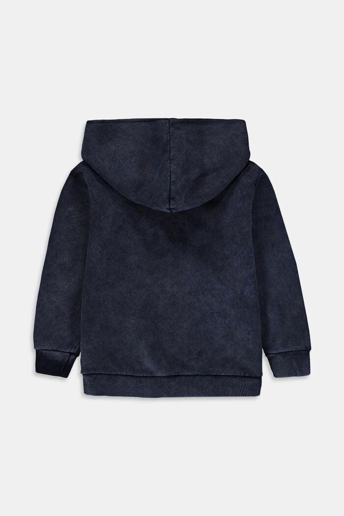 Mikina na zip s kapucí, se sepraným vzhledem, 100% bavlna, BLUE DARK WASHED, detail image number 1