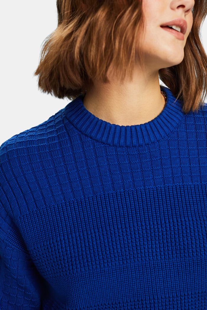 Strukturovaný pulovr s kulatým výstřihem, BRIGHT BLUE, detail image number 3