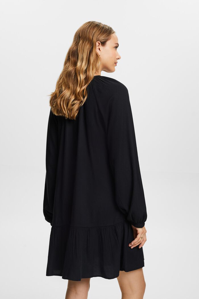 Volánové šaty, směs s bavlnou, BLACK, detail image number 3