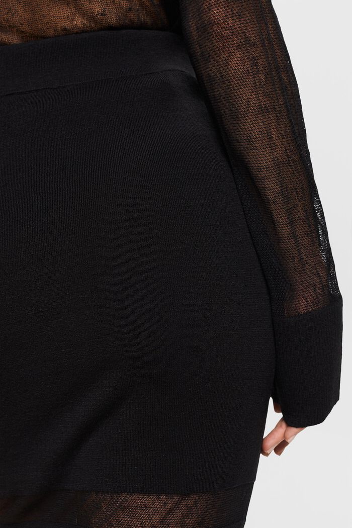 Midi sukně ze směsi se lnem, BLACK, detail image number 3