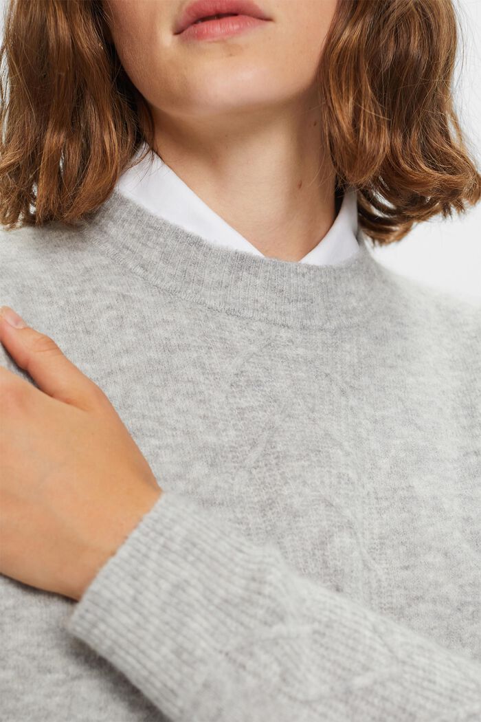 Žebrový pulovr s kulatým výstřihem, LIGHT GREY, detail image number 1