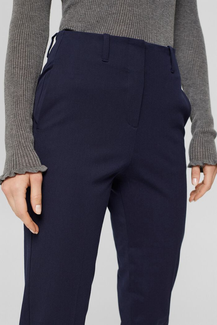Strečové kalhoty ze směsi s bavlnou, NAVY, detail image number 2