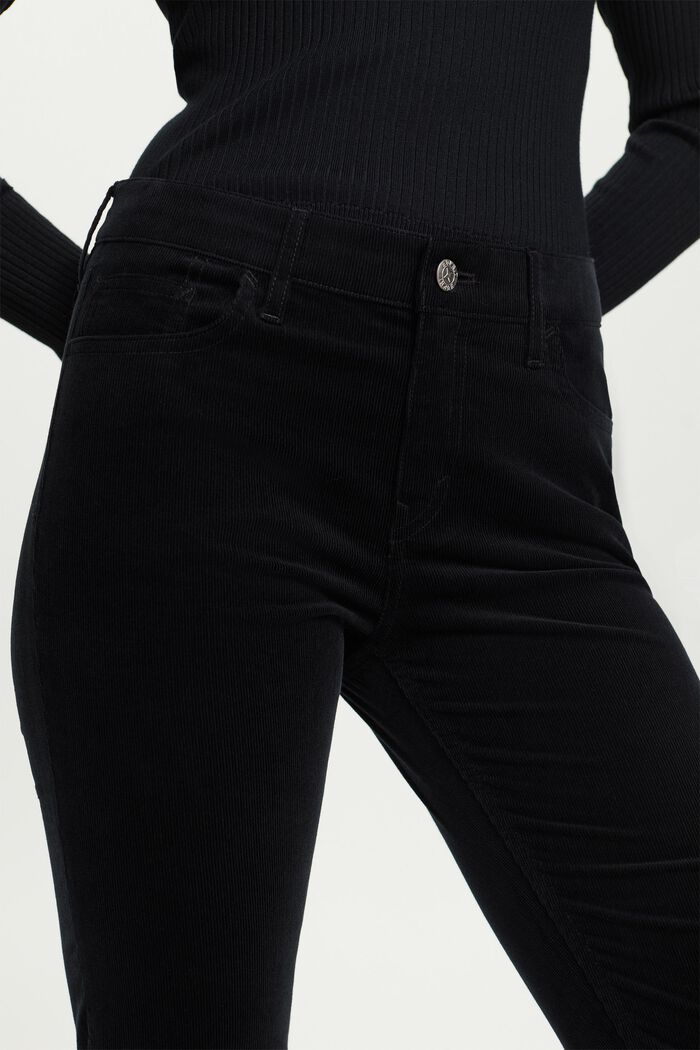Úzké manšestrové kalhoty se středně vysokým pasem, BLACK, detail image number 2