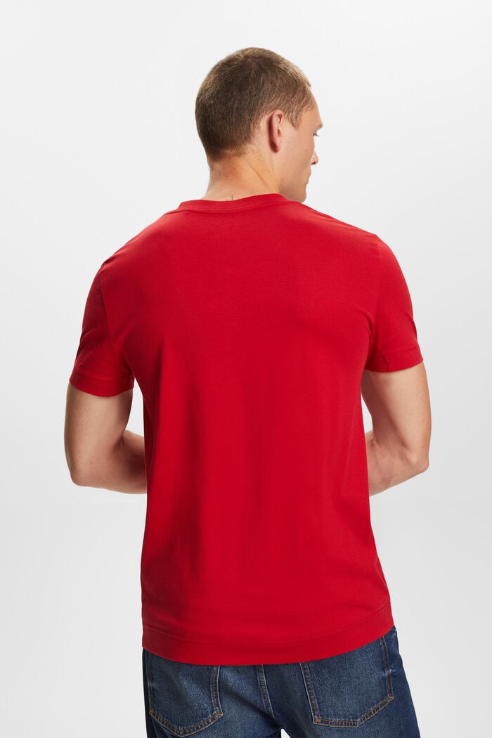 Žerzejové tričko se špičatým výstřihem, 100% bavlna, DARK RED, detail image number 3