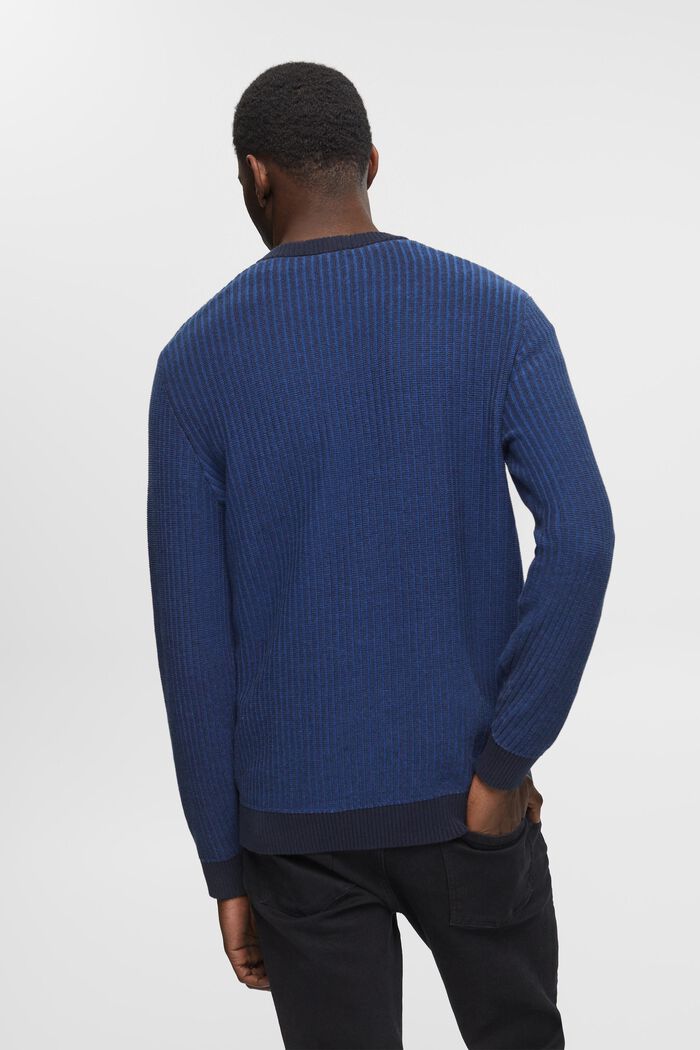 Dvoubarevný pulovr z žebrové pleteniny, NAVY, detail image number 3