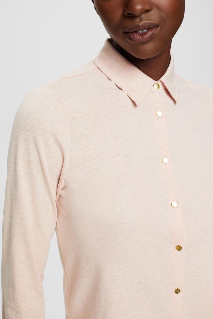 Tričko s dlouhým rukávem a s límcem, směs s bavlnou, PASTEL PINK, detail image number 2