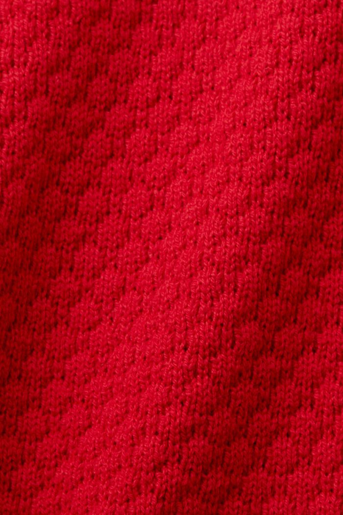 Texturovaný pletený pulovr, směs s bavlnou, DARK RED, detail image number 5