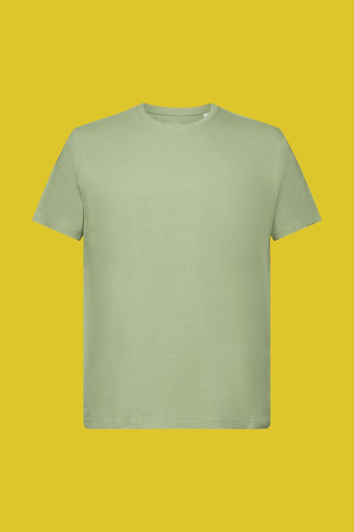 Žerzejové tričko, směs bavlny a lnu, PALE KHAKI, detail image number 6