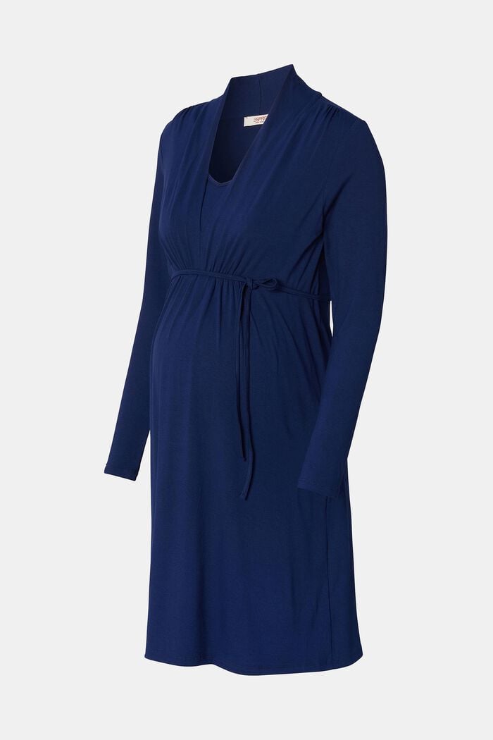 TĚHOTENSKÉ šaty s dlouhý rukávem, špičatý výstřih, DARK BLUE, detail image number 4