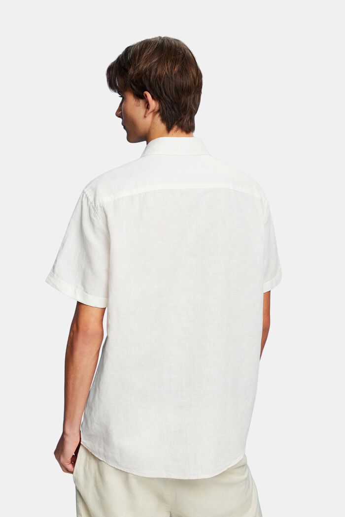 Košile, krátký rukáv, směs s bavlnou a lnem, OFF WHITE, detail image number 3