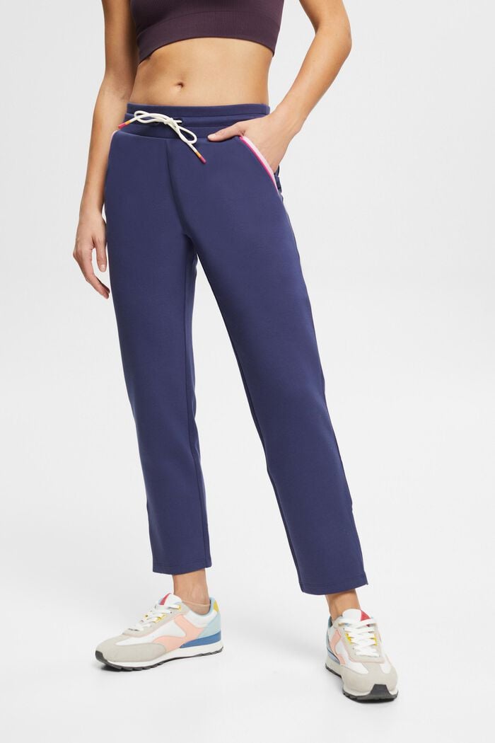 Joggingové kalhoty s manžetami na zip, bio bavlna, NAVY, detail image number 0