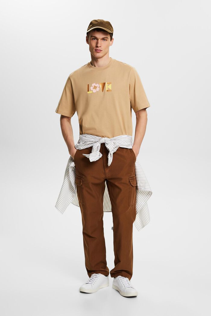 Unisex potištěné tričko z pima bavlny, BEIGE, detail image number 1