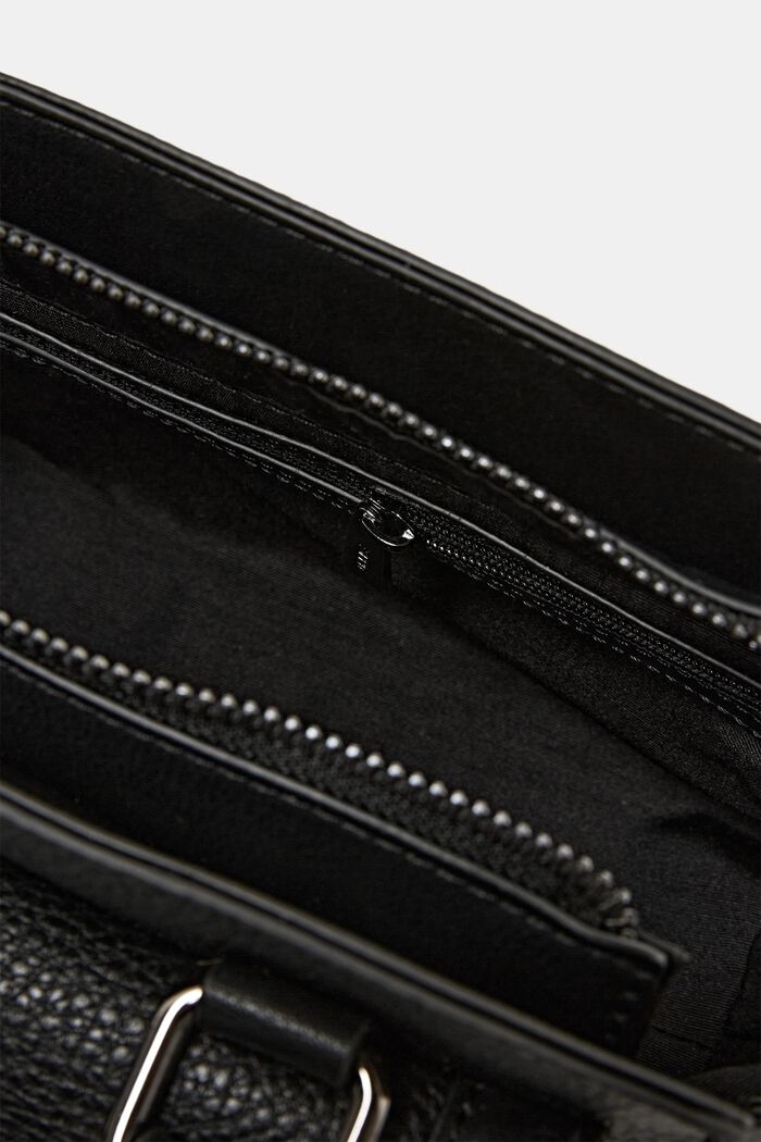 Středně velká kabelka se vzhledem kůže, BLACK, detail image number 3