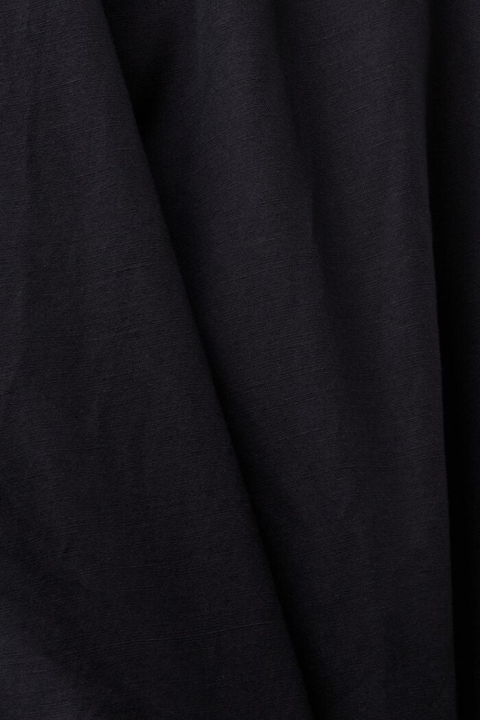 Zkrácená kalhotová sukně z bavlny se lnem, BLACK, detail image number 6