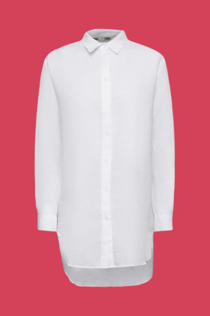 Tričko ze lnu s bavlnou, WHITE, detail image number 6