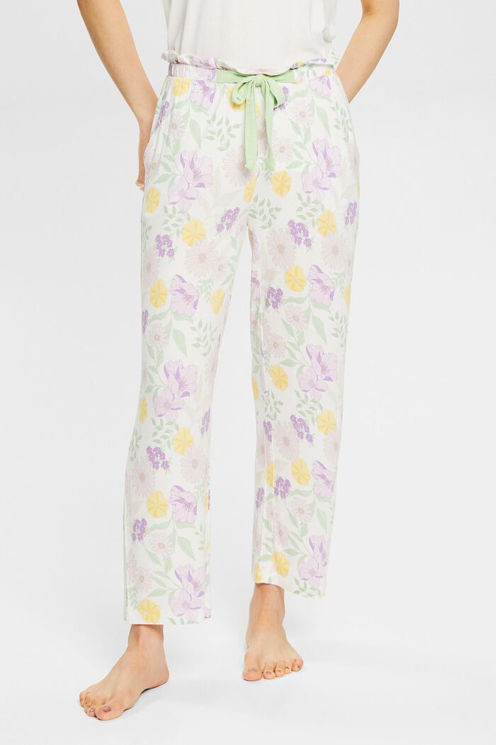 Pyžamové kalhoty s květovaným vzorem, LENZING™ ECOVERO™, OFF WHITE, detail image number 0
