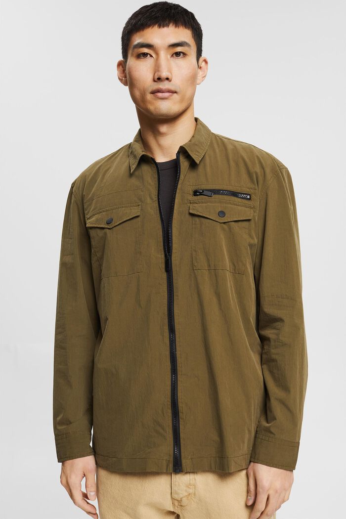 Lehká košilová bunda na zip, DARK KHAKI, detail image number 0