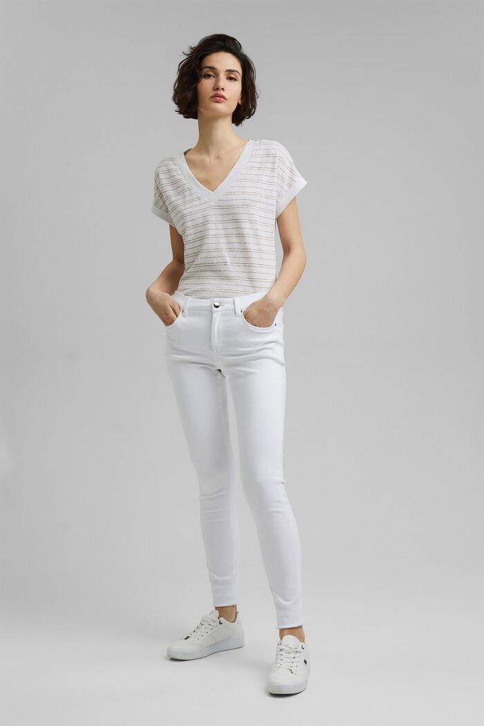 Bavlna/len: proužkované tričko, WHITE, detail image number 1