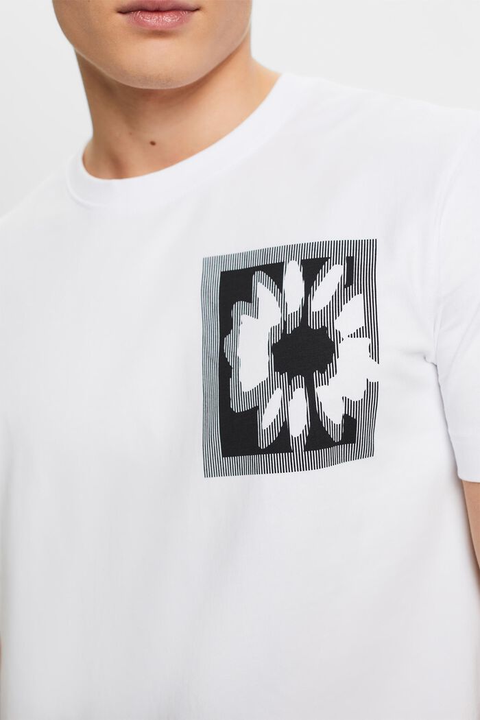 Tričko s logem a květovaným potiskem, WHITE, detail image number 2