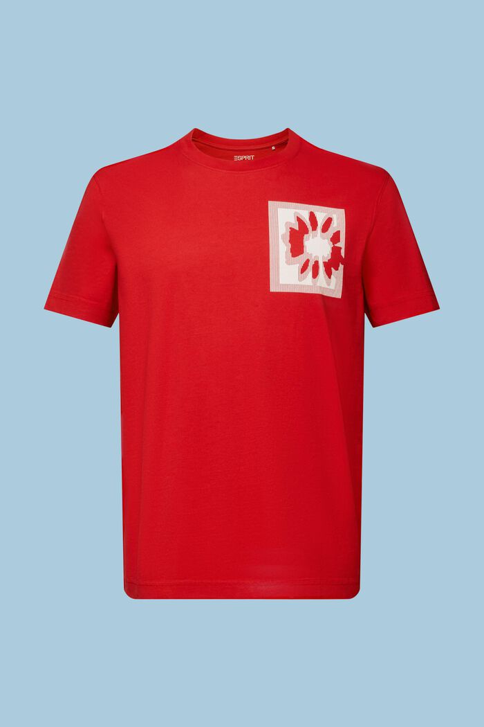 Tričko s logem a květovaným potiskem, DARK RED, detail image number 6