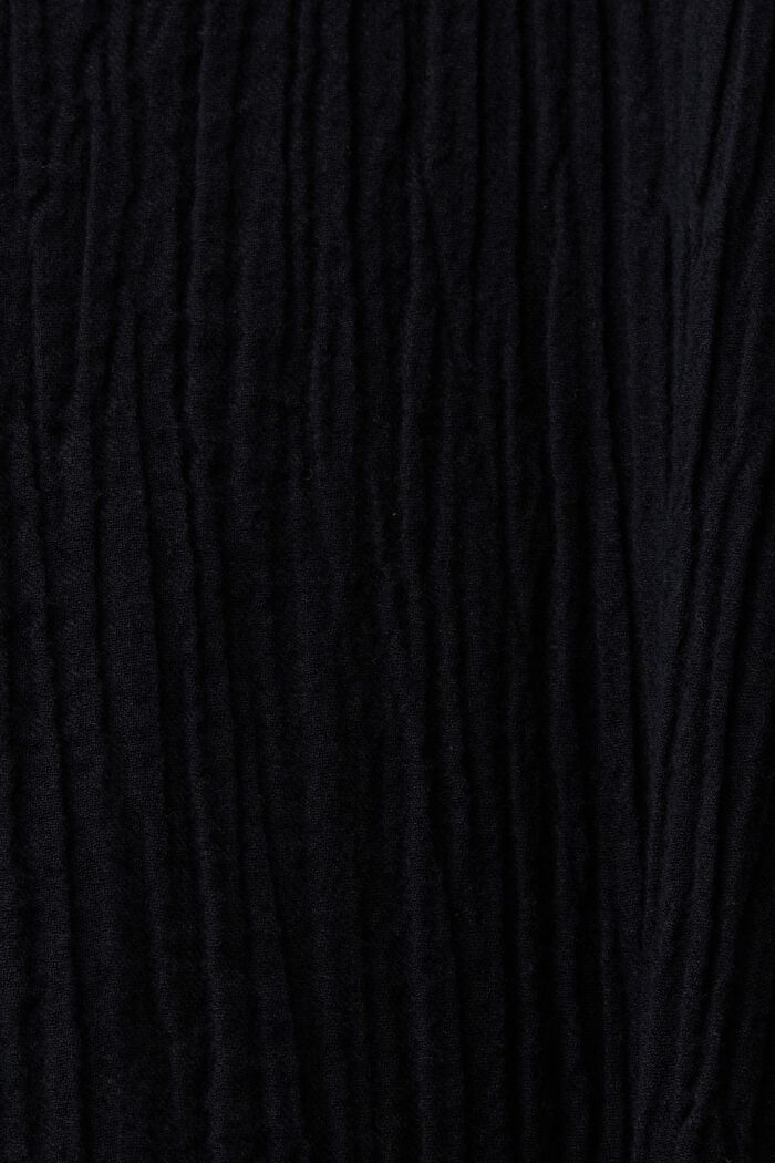 Midi šaty s páskem, zmačkaný materiál, BLACK, detail image number 6