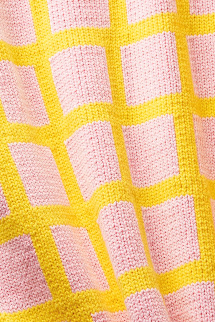 Mřížkovaný pulovr z hrubé pleteniny s logem, YELLOW, detail image number 5