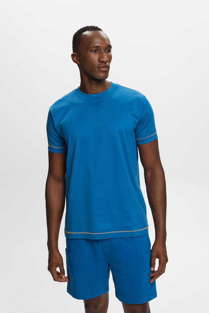 Žerzejové tričko s kulatým výstřihem, 100% bavlna, DARK BLUE, detail image number 0
