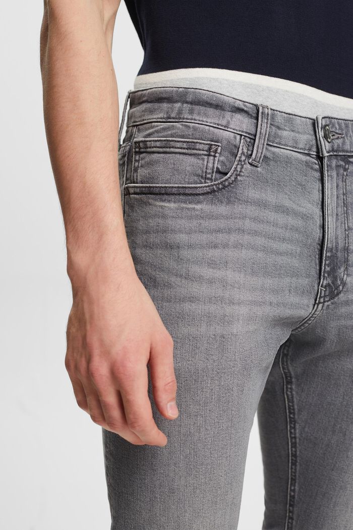 Úzké džíny, zužující se nohavice, střední pas, GREY MEDIUM WASHED, detail image number 4