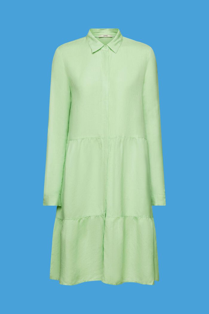 Mini košilové šaty ze směsi lnu, CITRUS GREEN, detail image number 6