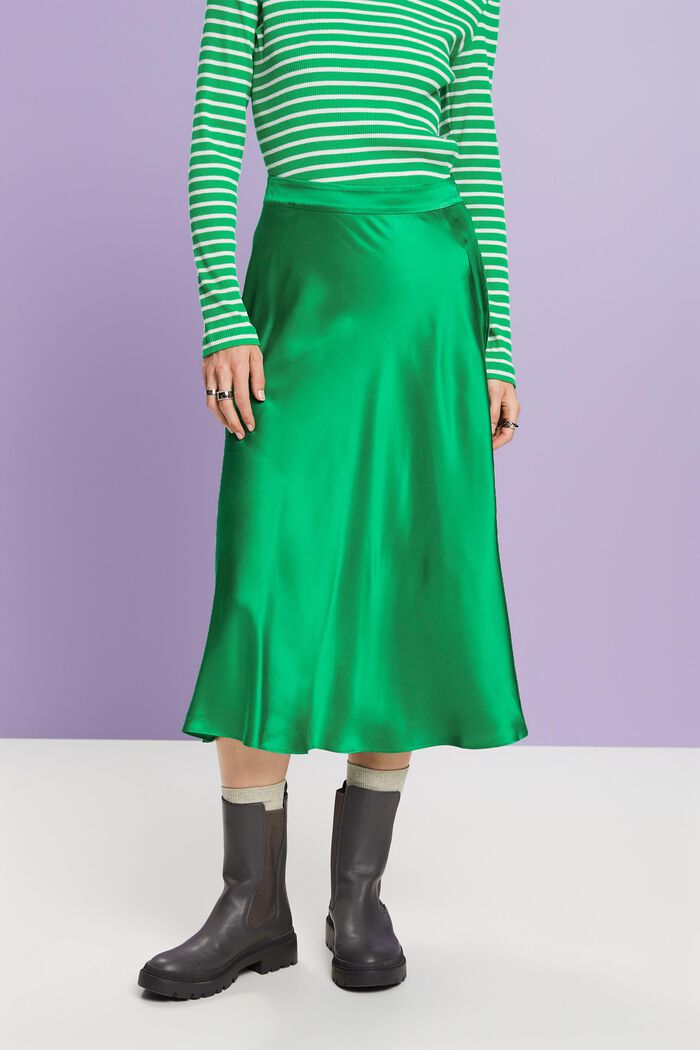 Hedvábná midi sukně, GREEN, detail image number 0