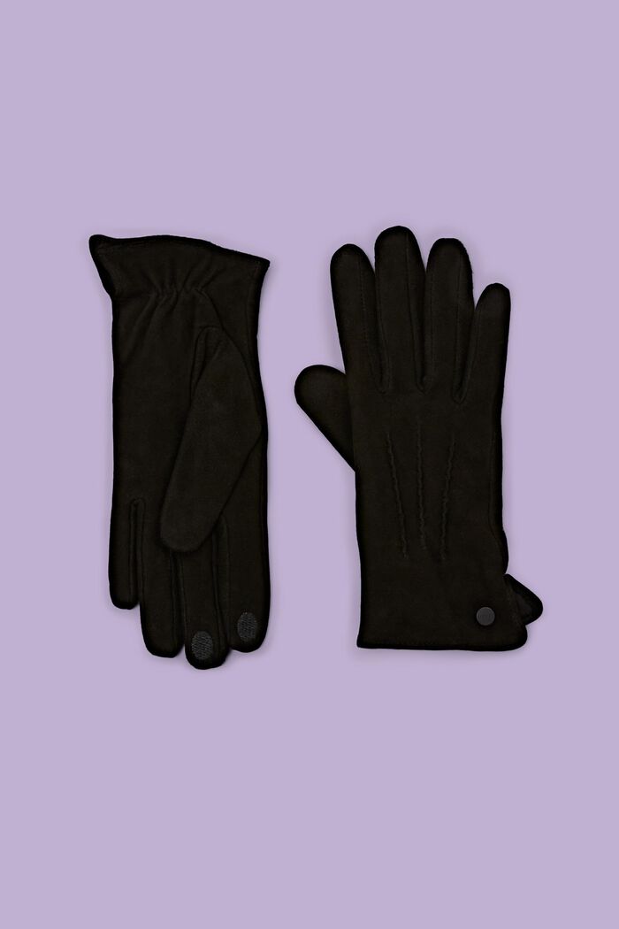 Semišové dotykové rukavice, BLACK, detail image number 0