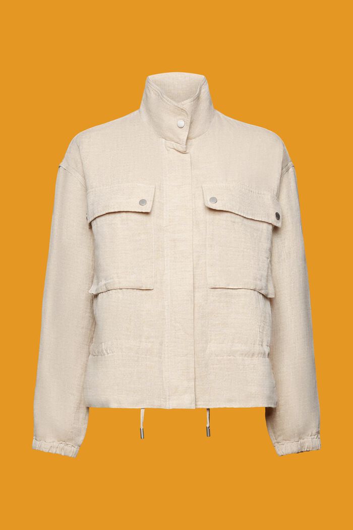 Lehký kabátek z bavlny a lnu, SAND, detail image number 6