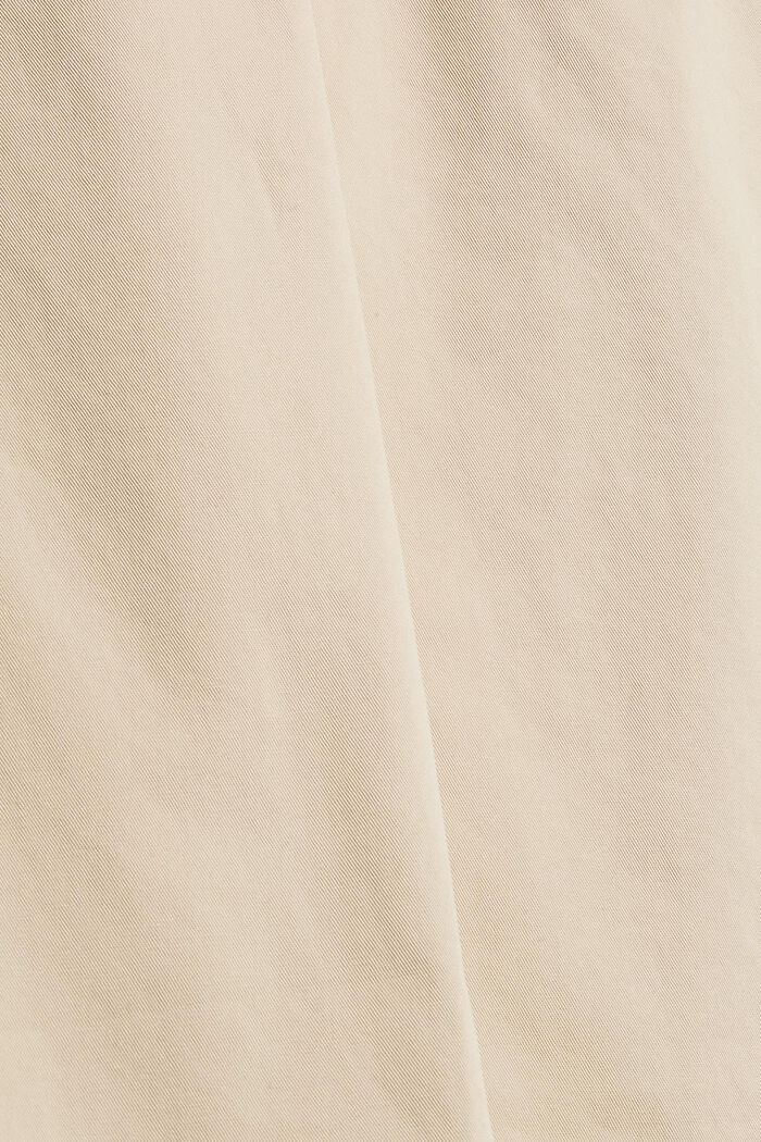 Kalhoty se sklady v pase s opaskem, z bavlny pima, BEIGE, detail image number 4