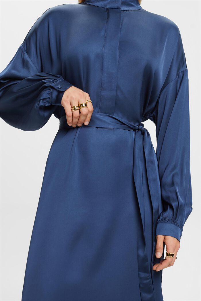 Saténové košilové šaty, GREY BLUE, detail image number 1