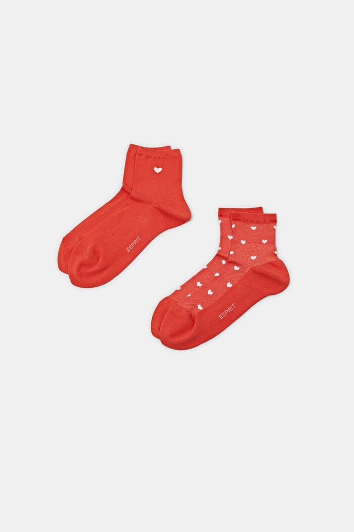 Ponožky se srdíčky, 2 páry v balení, ORANGE, detail image number 0