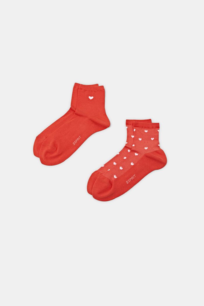 Ponožky se srdíčky, 2 páry v balení, ORANGE, detail image number 0