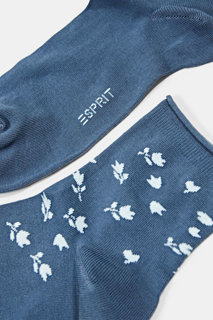 Krátké ponožky s květovaným vzorem, 2 páry v balení, VENICE NIGHT, detail image number 1