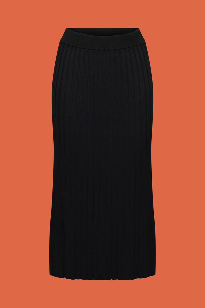 Midi sukně z žebrované pleteniny, BLACK, detail image number 6