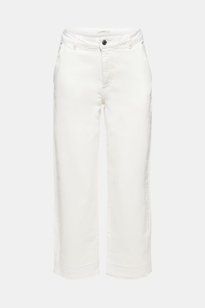 Široké 7/8 kalhoty s nezačištěnými lemy, OFF WHITE, overview