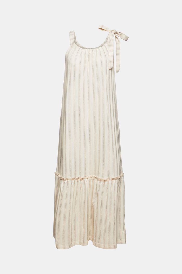 Midi šaty s tkanými proužky, ze směsi s bavlnou, OFF WHITE, detail image number 5
