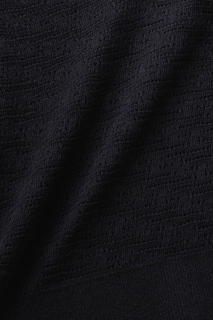 Pulovr se špičatým výstřihem a dírkovým vzorem, BLACK, detail image number 4