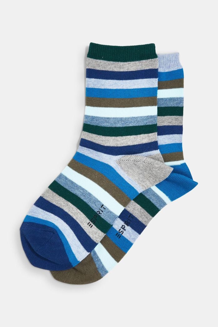 2 páry pruhovaných ponožek, směs s bio bavlnou, PINE, detail image number 0