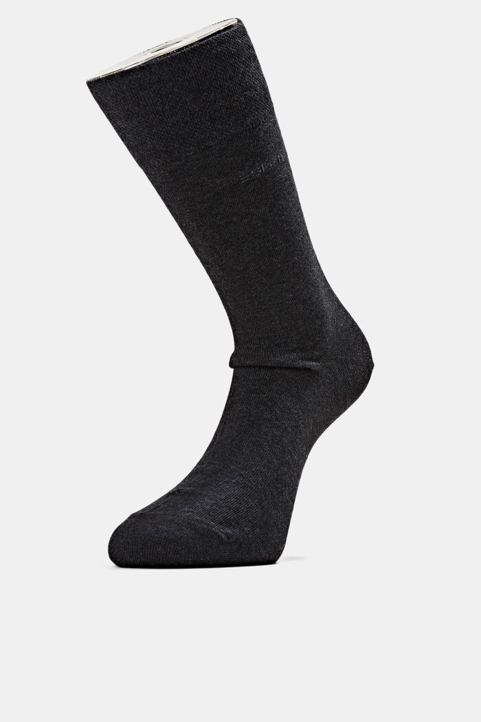 Ponožky ze směsi s bio bavlnou, 2 páry, ANTHRACITE MELANGE, detail image number 0